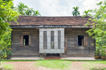 Nakhon Phanom, Thailand - May 2017: Ho Chi Minh's memorial house, wooden guesthouse in Thai-Vietnamese Friendship Village at Baan Na Chok where young Ho Chi Minh lived during the mid to late 1920s.のeditorial素材