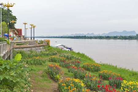 Mekong riverbank in Nakhon Phanom, Thailand, opposite Thakhek, Khammouane Province in Lao PDR.のeditorial素材