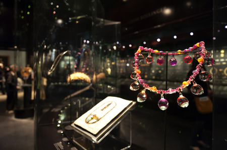 London, UK â April 2018: jewellery exhibition at The William and Judith Bollinger Gallery in Victoria and Albert Museumのeditorial素材