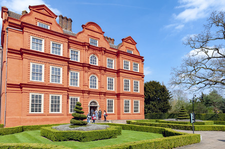 London, UK - April 2018: Old classic building of the Dutch House, one of the few surviving parts of the Kew Palace complex, located in Kew Gardens on the banks of the Thames up river from Londonのeditorial素材