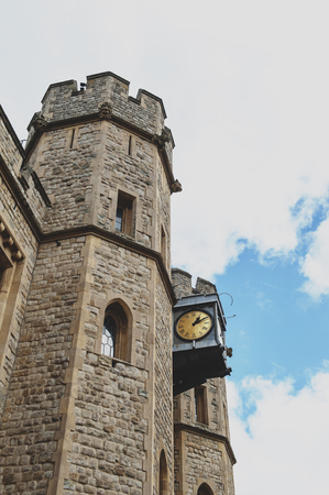 London, UK - April 2018: Waterloo Block building, venue for the Crown Jewels Exhibition, located in the inner ward area of Tower of London, a historic castle and popular tourist attraction by the River Thames in central London, Englandのeditorial素材