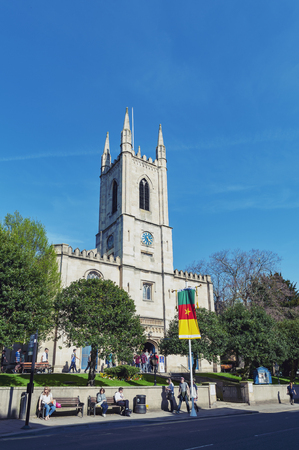 Windsor, UK - April 2018: St John the Baptist, Windsor Parish Church located on High Street in Windsor, Berkshire, Englandのeditorial素材