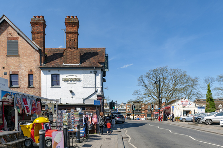 Windsor, UK - April 2018: Restaurant, bar, and souvenir shop on River Street in downtown Windsor, Berkshire, Englandのeditorial素材