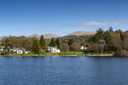Beautiful lakeside village situated on the bank of Lake Windermere in the scenic Lake District National Park, South Lakeland, North West England, UKのeditorial素材