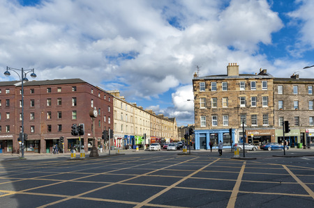 Edinburgh, Scotland - April 2018: Early 19th century Victorian tenement flats and historic buildings...