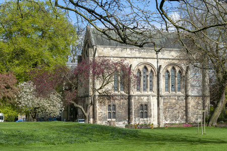 York, England - April 2018: Building of the Old Palace at Deans Park in the city of York, North Yorkshire, England, UK, also known as the York Minster Libraryのeditorial素材