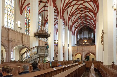 Leipzig, Germany - October 2018: Interior of St Thomas Church (Thomaskirche), a Lutheran church in Leipzig, Germanyのeditorial素材