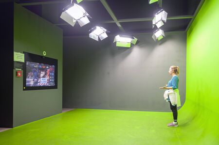 Busan, South Korea - April 2019: Korean cinematic history and evolution exhibiting at Busan Museum of Movies, famous art and culture venue in Busan city, South Koreaのeditorial素材