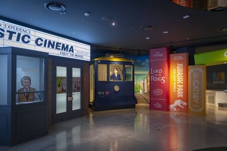 Busan, South Korea - April 2019: Korean cinematic history and evolution exhibiting at Busan Museum of Movies, famous art and culture venue in Busan city, South Koreaのeditorial素材