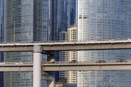 Scenic view of Busan Gwangandaegyo Bridge (Diamond Bridge), a suspension bridge connecting...