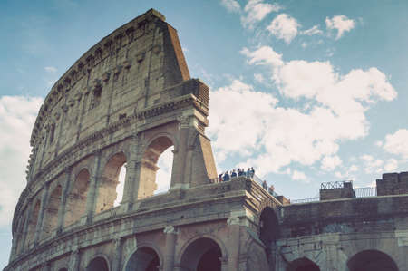 Rome, Italy - October 2019: Colosseum (Coliseum) or Flavian Amphitheatre, largest Roman amphitheater...