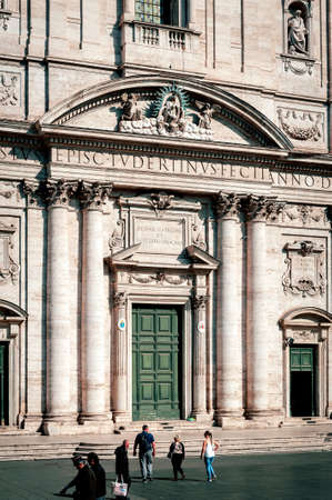 Rome, Italy - October 2019: Front facade of Santa Maria in Vallicella, also called Chiesa Nuova, a Baroque architecture style church in Rome, Italyのeditorial素材
