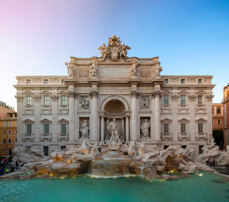 Rome, Italy - October 2019: Fontana di Trevi or Trevi Fountain, largest Baroque fountain in city and one of the most famous fountains in the world located in front of Palazzo Poli Palace in Trevi district in Rome, Italyのeditorial素材