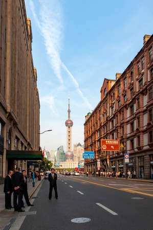 Shanghai, China - September 2019: The Oriental Pearl Radio & Television Tower, the tallest structure...