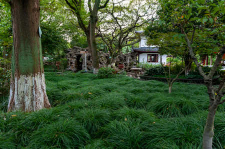 Shanghai, China - September 2019: Kezhi Yuan, Chinese traditional and the Western style garden in Zhujiajiao Ancient Water Town, a historic village and famous tourist destination in Shanghai, Chinaのeditorial素材