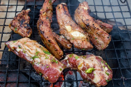Pork ribs barbecue sliced grilledの写真素材