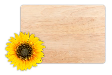 Sunflower on wood texture for background.の写真素材