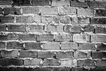 Black and white Old vintage brick wall for backgroundの写真素材