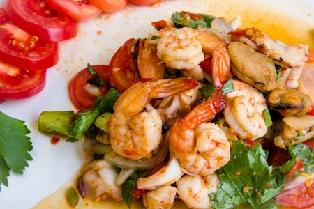 Spicy shrimp,Thai food.の写真素材