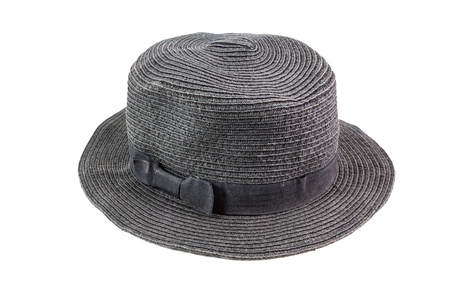 Fashion black hat on white backgroundの写真素材