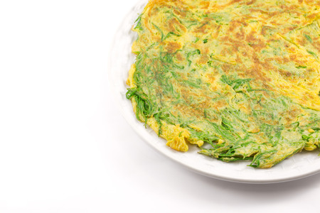 Fried acacia Pennata with egg (cha-om in Thailand)の写真素材