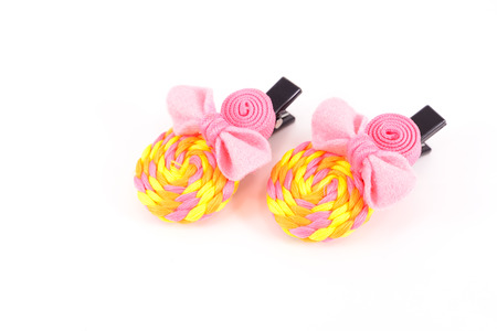 Hairpins colourful on white background isolatedの写真素材