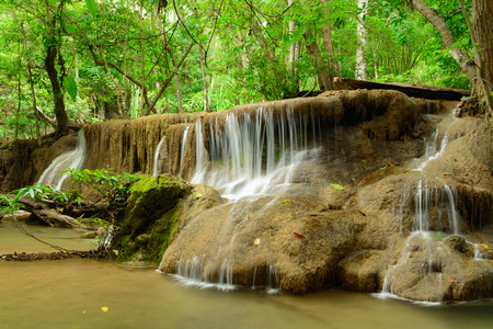Huay Mae Kamin Waterfall in Khuean Srinagarindra National Parkの写真素材
