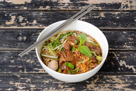 Noodle soup with intense flavor and beef, Thai local food.