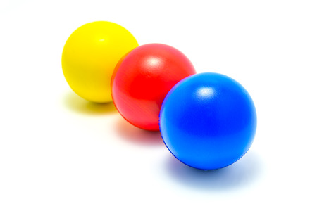 colour ball Cyan Magenta Yellow on white backgroundの写真素材