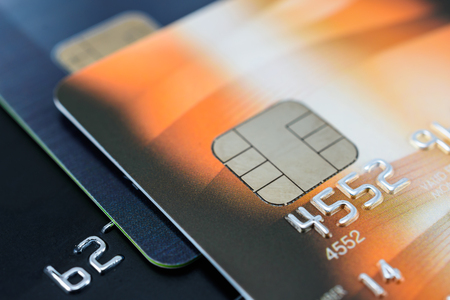 closeup and macro of credit cardの写真素材