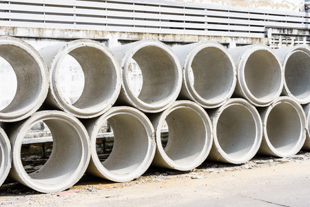cement pipes on the construction site