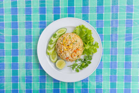 Crab Meat Fried Rice Thai local food, Top viewの写真素材