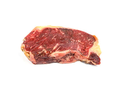 beef raw isolated on white background, top view close up.の写真素材