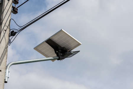 Solar cell panel and LED street light and Eco friendly.の写真素材