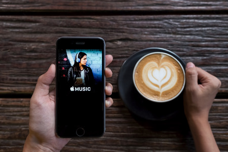 CHIANGMAI, THAILAND -JUNE 14,2016:Screen shot of Apple music app showing on iPhone 6s. Apple Music is the new iTunes-based music streaming service that arrived on iPhoneのeditorial素材