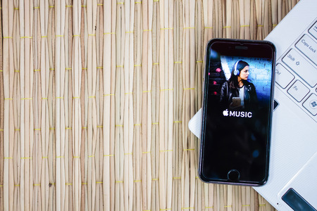 CHIANGMAI, THAILAND -JUNE 15,2016:Screen shot of Apple music app showing on iPhone 6s. Apple Music is the new iTunes-based music streaming service that arrived on iPhoneのeditorial素材