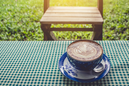 latte hot on tableの写真素材