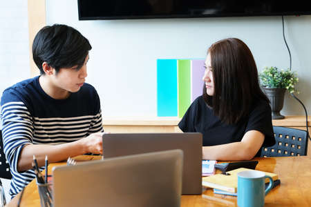 business woman and partnership discussion and exchange of ideas during work.