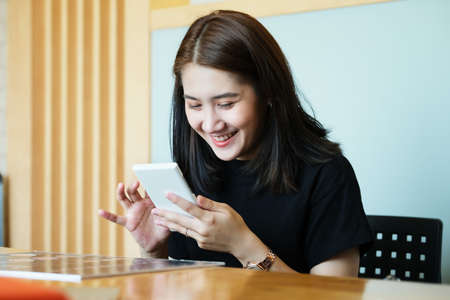The young businesswoman is conference With people who work with use smartphone