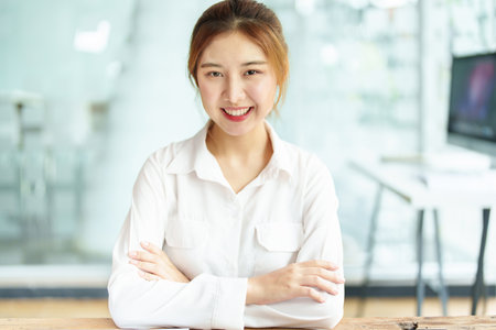 data analysis, plan, marketing, accounting, audit, Portrait of asian business woman planning marketing using statistical data sheet and computer to present marketing plan project at meeting.の写真素材