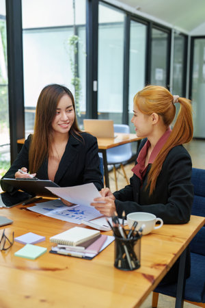 Portrait of an Asian businesswoman consulting, start up a marketing plan to meet the needs of...
