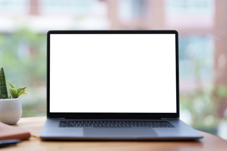 A blank white screen computer can insert text or images.の写真素材