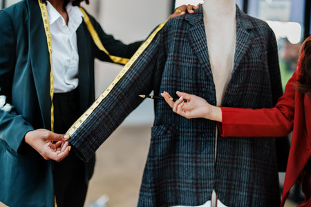 Multi ethnic young teen african american and asian woman fashion designer stylish and friend working at fashion Business studio.の写真素材