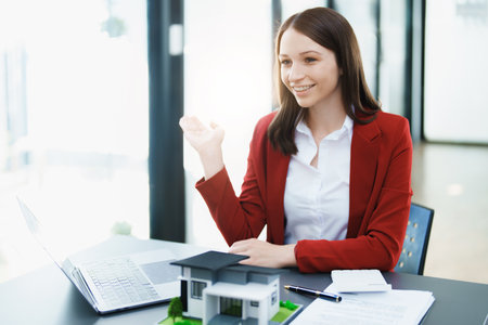 Guarantee, mortgage, agreement, contract, sign, real estate agent delivers the house to the customer after signing important contract documents.の写真素材