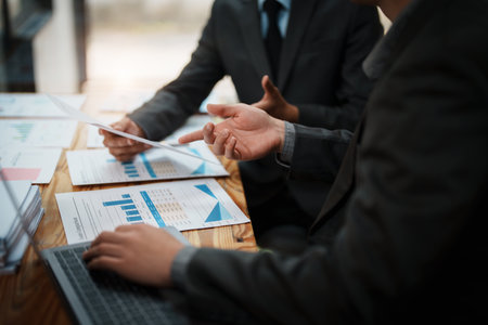 startup Asian business advisor meeting to analyze and discuss the situation on the financial report in the meeting room.Investment Consultant, Financialの写真素材