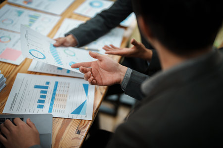 startup Asian business advisor meeting to analyze and discuss the situation on the financial report in the meeting room.Investment Consultant, Financialの写真素材