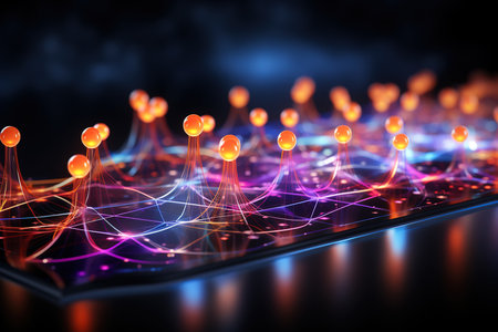 ai network, big data, cloud computing 3d artificial technology conceptの素材