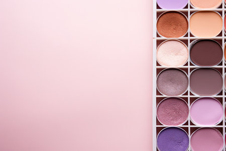 top view mockup cosmetic items with on copy-space pastel colored tableの素材