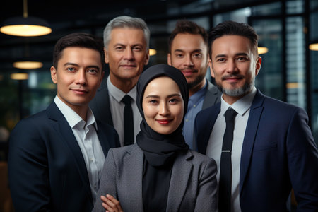 Portrait of a successful business team ,generative ai.の素材