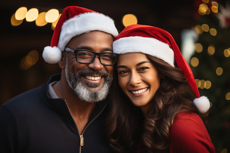 christmas festival Couples from different nationalities have happy expressions on their faces. christ festival.の素材